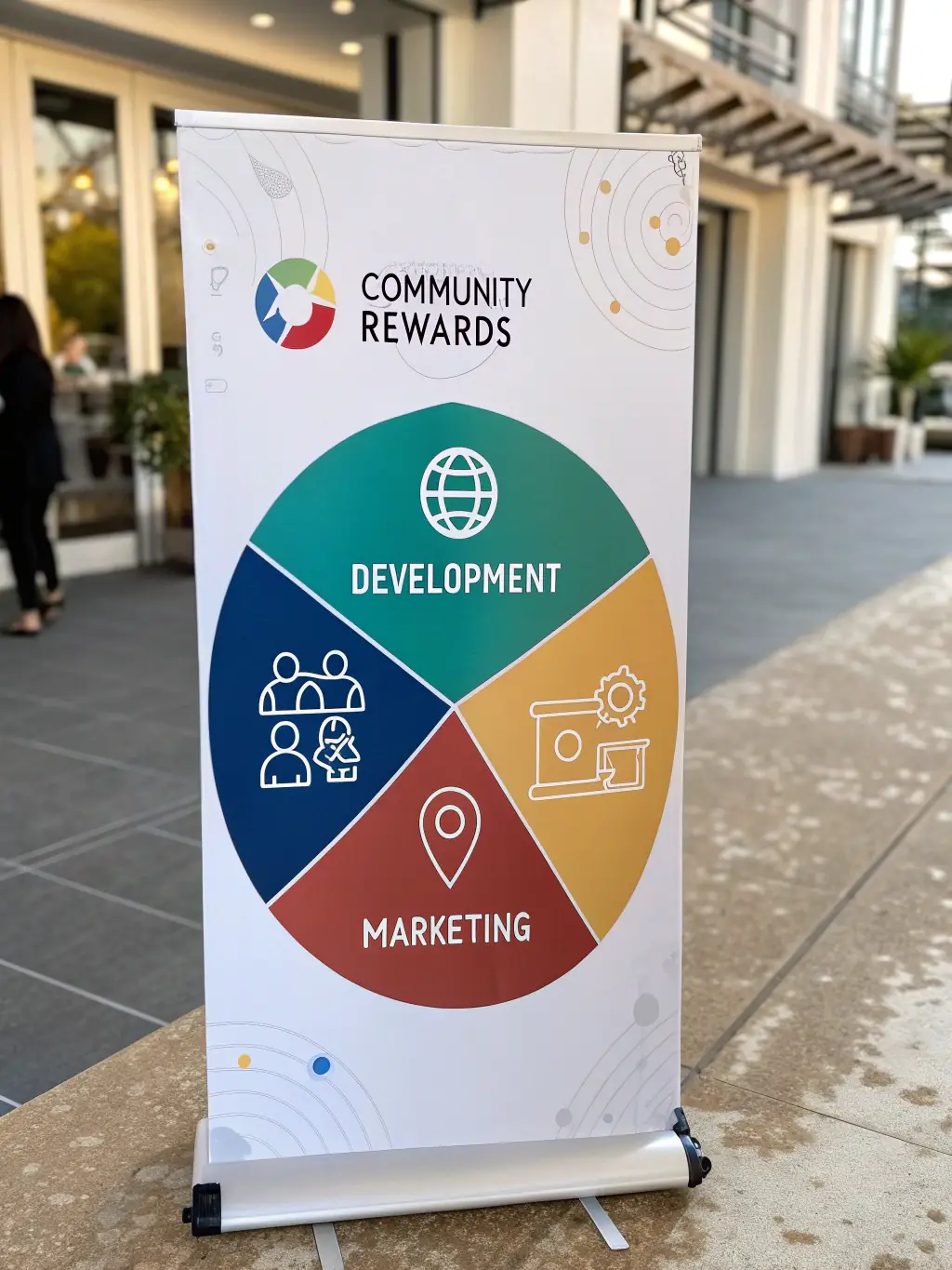 A pie chart vividly illustrating the distribution of TAPR tokens, with segments representing allocations for community rewards, development, marketing, and liquidity pool.